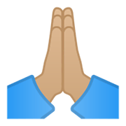 🙏🏼 Emoji betende Hände: mittelhelle Hautfarbe Google Android 10.0 March 2020 Feature Drop.