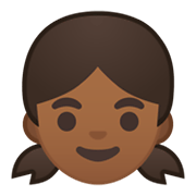 👧🏾 Emoji Mädchen: mitteldunkle Hautfarbe Google Android 10.0 March 2020 Feature Drop.