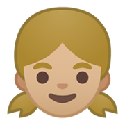 👧🏼 Emoji Mädchen: mittelhelle Hautfarbe Google Android 10.0 March 2020 Feature Drop.