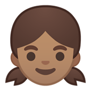 👧🏽 Emoji Mädchen: mittlere Hautfarbe Google Android 10.0 March 2020 Feature Drop.