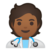 🧑🏾‍⚕️ Emoji Arzt/Ärztin: mitteldunkle Hautfarbe Google Android 10.0 March 2020 Feature Drop.