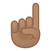 ☝🏽 Emoji Indicador Apontando Para Cima: Pele Morena na Google Android 10.0 March 2020 Feature Drop.