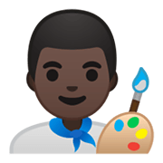 Emoji 👨🏿‍🎨 Artista Uomo: Carnagione Scura su Google Android 10.0 March 2020 Feature Drop.