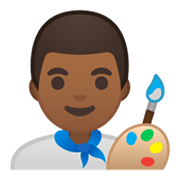 👨🏾‍🎨 Emoji Artista Hombre: Tono De Piel Oscuro Medio en Google Android 10.0 March 2020 Feature Drop.