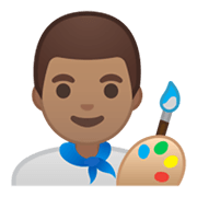 👨🏽‍🎨 Emoji Artista Plástico: Pele Morena na Google Android 10.0 March 2020 Feature Drop.