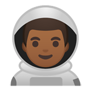 👨🏾‍🚀 Emoji Astronauta Homem: Pele Morena Escura na Google Android 10.0 March 2020 Feature Drop.