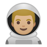 👨🏼‍🚀 Emoji Astronauta Homem: Pele Morena Clara na Google Android 10.0 March 2020 Feature Drop.