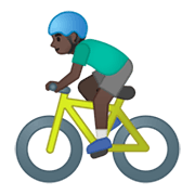 Emoji 🚴🏿‍♂️ Ciclista Uomo: Carnagione Scura su Google Android 10.0 March 2020 Feature Drop.