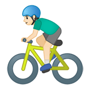 Emoji 🚴🏻‍♂️ Ciclista Uomo: Carnagione Chiara su Google Android 10.0 March 2020 Feature Drop.