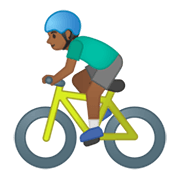 🚴🏾‍♂️ Emoji Hombre En Bicicleta: Tono De Piel Oscuro Medio en Google Android 10.0 March 2020 Feature Drop.