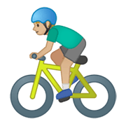 🚴🏼‍♂️ Emoji Homem Ciclista: Pele Morena Clara na Google Android 10.0 March 2020 Feature Drop.