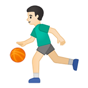 ⛹🏻‍♂️ Emoji Hombre Botando Un Balón: Tono De Piel Claro en Google Android 10.0 March 2020 Feature Drop.