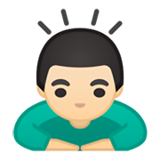 Emoji 🙇🏻‍♂️ Uomo Che Fa Inchino Profondo: Carnagione Chiara su Google Android 10.0 March 2020 Feature Drop.
