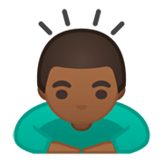 🙇🏾‍♂️ Emoji sich verbeugender Mann: mitteldunkle Hautfarbe Google Android 10.0 March 2020 Feature Drop.