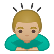 🙇🏼‍♂️ Emoji Hombre Haciendo Una Reverencia: Tono De Piel Claro Medio en Google Android 10.0 March 2020 Feature Drop.