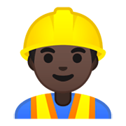 Emoji 👷🏿‍♂️ Operaio Edile Uomo: Carnagione Scura su Google Android 10.0 March 2020 Feature Drop.