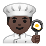 Emoji 👨🏿‍🍳 Cuoco: Carnagione Scura su Google Android 10.0 March 2020 Feature Drop.