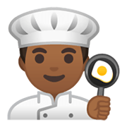 👨🏾‍🍳 Emoji Cozinheiro: Pele Morena Escura na Google Android 10.0 March 2020 Feature Drop.