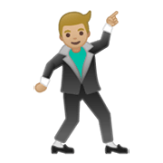 🕺🏼 Emoji Hombre Bailando: Tono De Piel Claro Medio en Google Android 10.0 March 2020 Feature Drop.