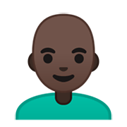 Emoji 👨🏿‍🦲 Uomo: Carnagione Scura E Calvo su Google Android 10.0 March 2020 Feature Drop.