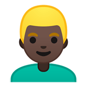 Émoji 👱🏿‍♂️ Homme Blond : Peau Foncée sur Google Android 10.0 March 2020 Feature Drop.