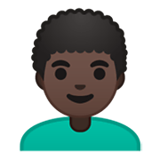 Emoji 👨🏿‍🦱 Uomo: Carnagione Scura E Capelli Ricci su Google Android 10.0 March 2020 Feature Drop.