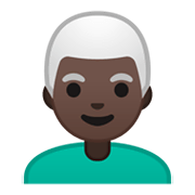 Emoji 👨🏿‍🦳 Uomo: Carnagione Scura E Capelli Bianchi su Google Android 10.0 March 2020 Feature Drop.