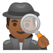 🕵🏾‍♂️ Emoji Detetive Homem: Pele Morena Escura na Google Android 10.0 March 2020 Feature Drop.