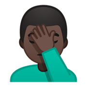 🤦🏿‍♂️ Emoji sich an den Kopf fassender Mann: dunkle Hautfarbe Google Android 10.0 March 2020 Feature Drop.