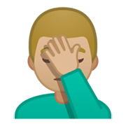 🤦🏼‍♂️ Emoji sich an den Kopf fassender Mann: mittelhelle Hautfarbe Google Android 10.0 March 2020 Feature Drop.