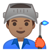 👨🏽‍🏭 Emoji Fabrikarbeiter: mittlere Hautfarbe Google Android 10.0 March 2020 Feature Drop.