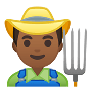 Emoji 👨🏾‍🌾 Contadino: Carnagione Abbastanza Scura su Google Android 10.0 March 2020 Feature Drop.