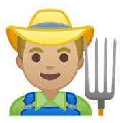 Emoji 👨🏼‍🌾 Contadino: Carnagione Abbastanza Chiara su Google Android 10.0 March 2020 Feature Drop.