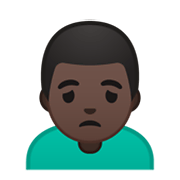 🙍🏿‍♂️ Emoji Homem Franzindo A Sobrancelha: Pele Escura na Google Android 10.0 March 2020 Feature Drop.