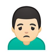 Emoji 🙍🏻‍♂️ Uomo Corrucciato: Carnagione Chiara su Google Android 10.0 March 2020 Feature Drop.