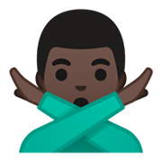 🙅🏿‍♂️ Emoji Mann mit überkreuzten Armen: dunkle Hautfarbe Google Android 10.0 March 2020 Feature Drop.