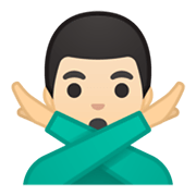 🙅🏻‍♂️ Emoji Hombre Haciendo El Gesto De «no»: Tono De Piel Claro en Google Android 10.0 March 2020 Feature Drop.