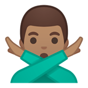 🙅🏽‍♂️ Emoji Mann mit überkreuzten Armen: mittlere Hautfarbe Google Android 10.0 March 2020 Feature Drop.