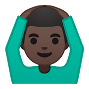 🙆🏿‍♂️ Emoji Homem Fazendo Gesto De «OK»: Pele Escura na Google Android 10.0 March 2020 Feature Drop.