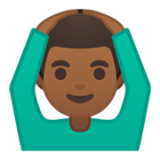 🙆🏾‍♂️ Emoji Homem Fazendo Gesto De «OK»: Pele Morena Escura na Google Android 10.0 March 2020 Feature Drop.