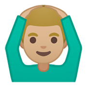 🙆🏼‍♂️ Emoji Hombre Haciendo El Gesto De «de Acuerdo»: Tono De Piel Claro Medio en Google Android 10.0 March 2020 Feature Drop.