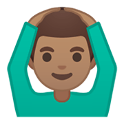 🙆🏽‍♂️ Emoji Hombre Haciendo El Gesto De «de Acuerdo»: Tono De Piel Medio en Google Android 10.0 March 2020 Feature Drop.