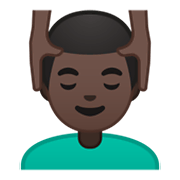 💆🏿‍♂️ Emoji Homem Recebendo Massagem Facial: Pele Escura na Google Android 10.0 March 2020 Feature Drop.