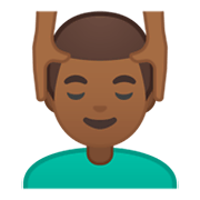 💆🏾‍♂️ Emoji Homem Recebendo Massagem Facial: Pele Morena Escura na Google Android 10.0 March 2020 Feature Drop.