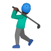 🏌🏿‍♂️ Emoji Hombre Jugando Al Golf: Tono De Piel Oscuro en Google Android 10.0 March 2020 Feature Drop.
