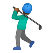 Emoji 🏌🏾‍♂️ Golfista Uomo: Carnagione Abbastanza Scura su Google Android 10.0 March 2020 Feature Drop.