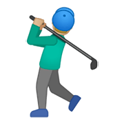 Émoji 🏌🏼‍♂️ Golfeur : Peau Moyennement Claire sur Google Android 10.0 March 2020 Feature Drop.