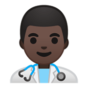 👨🏿‍⚕️ Emoji Arzt: dunkle Hautfarbe Google Android 10.0 March 2020 Feature Drop.