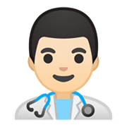👨🏻‍⚕️ Emoji Arzt: helle Hautfarbe Google Android 10.0 March 2020 Feature Drop.