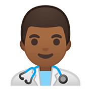👨🏾‍⚕️ Emoji Arzt: mitteldunkle Hautfarbe Google Android 10.0 March 2020 Feature Drop.